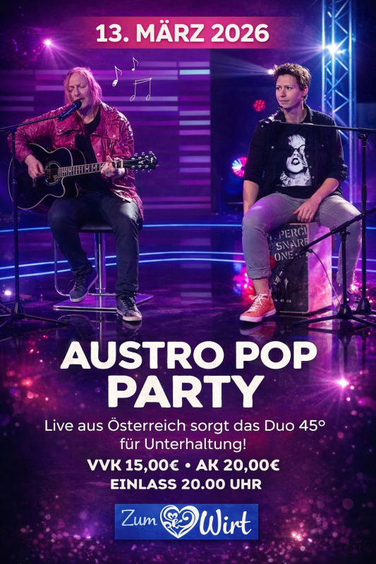 Austro Pop Party - Zum 09er Wirt Landshut